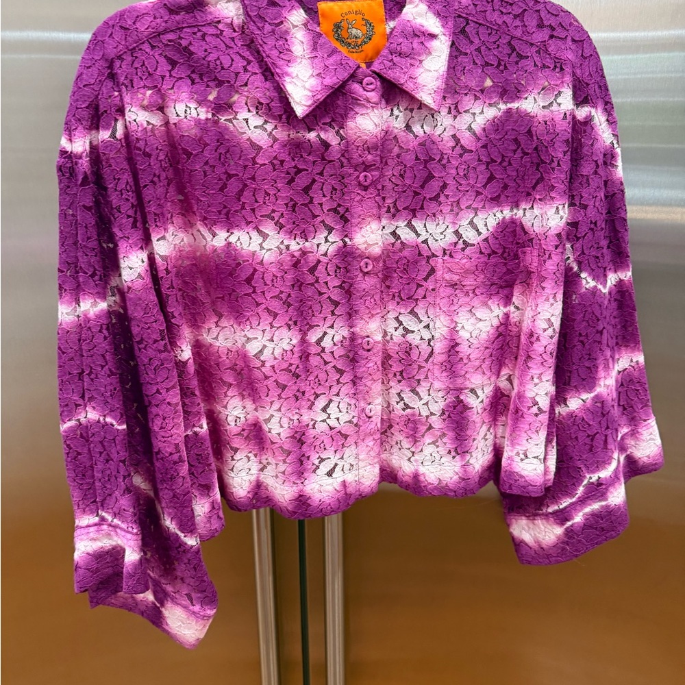 Elegant Purple Lace Women's Blouse